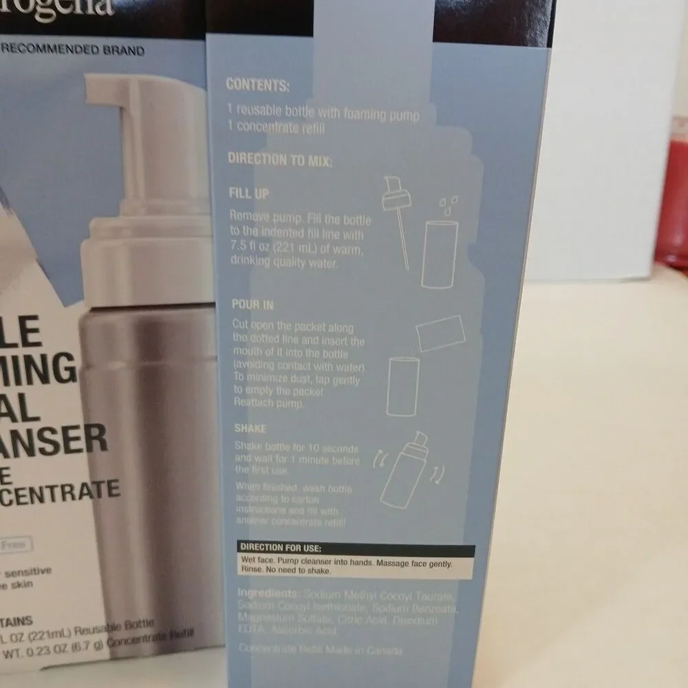 2-Neutrogena Reusable Gentle Foaming Facial Wash Cleanser Bottle Concentrate KIT
